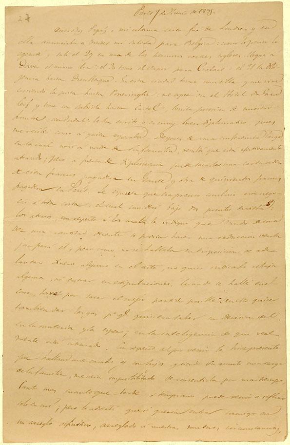 Carta a sus padres, 7 de junio de 1835 | Biblioteca Virtual Miguel de Cervantes