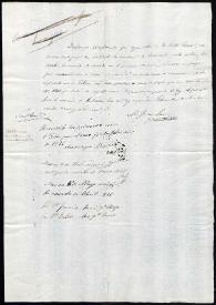 Portada:Notificación de Mariano José de Larra con motivo de la antigua deuda de pago por la compra de papel para el Duende satírico del día, pendiente desde 1828