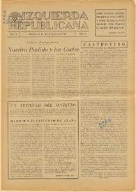 Portada:Izquierda Republicana : Publicación Mensual. Órgano De Izquierda Republicana En El Exilio. Núm. 6, 15 de enero de 1945