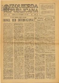 Portada:Izquierda Republicana : Publicación Mensual. Órgano De Izquierda Republicana En El Exilio. Núm. 27, 15 de noviembre de 1946