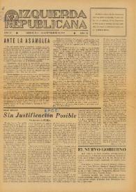 Portada:Izquierda Republicana : Publicación Mensual. Órgano De Izquierda Republicana En El Exilio. Núm. 32, 15 de septiembre de 1947