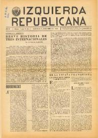 Portada:Izquierda Republicana : Publicación Mensual. Órgano De Izquierda Republicana En El Exilio. Núm. 56, 10 de enero de 1950