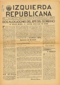 Portada:Izquierda Republicana : Publicación Mensual. Órgano De Izquierda Republicana En El Exilio. Núm. 58, 20 de marzo de 1950