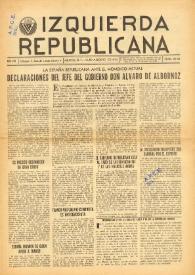 Portada:Izquierda Republicana : Publicación Mensual. Órgano De Izquierda Republicana En El Exilio. Núm. 62-63, julio-agosto de 1950