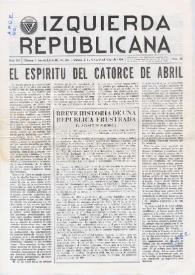 Portada:Izquierda Republicana : Publicación Mensual. Órgano De Izquierda Republicana En El Exilio. Núm. 90, marzo-abril-mayo de 1953