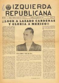 Portada:Izquierda Republicana : Publicación Mensual. Órgano De Izquierda Republicana En El Exilio. Núm. 106, mayo de 1957