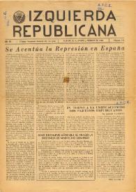Portada:Izquierda Republicana : Publicación Mensual. Órgano De Izquierda Republicana En El Exilio. Núm. 111, enero-febrero de 1958