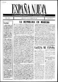 Portada:España Nueva : Semanario Republicano Independiente. Núm. 1, 24 de noviembre de 1945