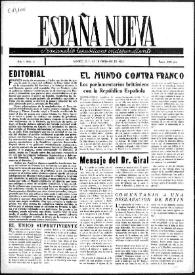 Portada:España Nueva : Semanario Republicano Independiente. Núm. 4, 15 de diciembre de 1945