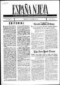 Portada:España Nueva : Semanario Republicano Independiente. Núm. 9, 19 de enero de 1946