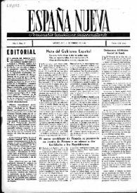 Portada:España Nueva : Semanario Republicano Independiente. Núm. 11, 2 de febrero de 1946