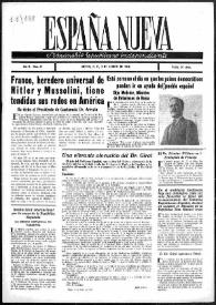 Portada:España Nueva : Semanario Republicano Independiente. Núm. 37, 3 de agosto de 1946