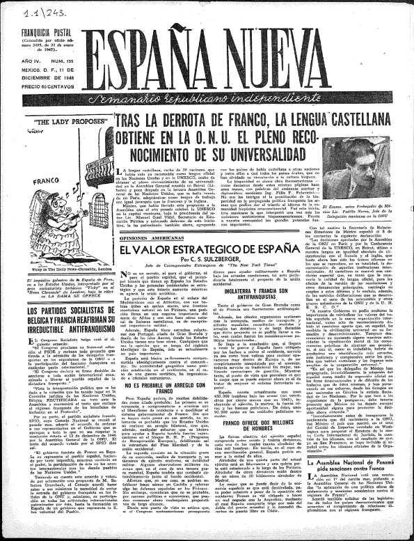 España Nueva : Semanario Republicano Independiente. Núm. 155, 11 de diciembre de 1948 | Biblioteca Virtual Miguel de Cervantes