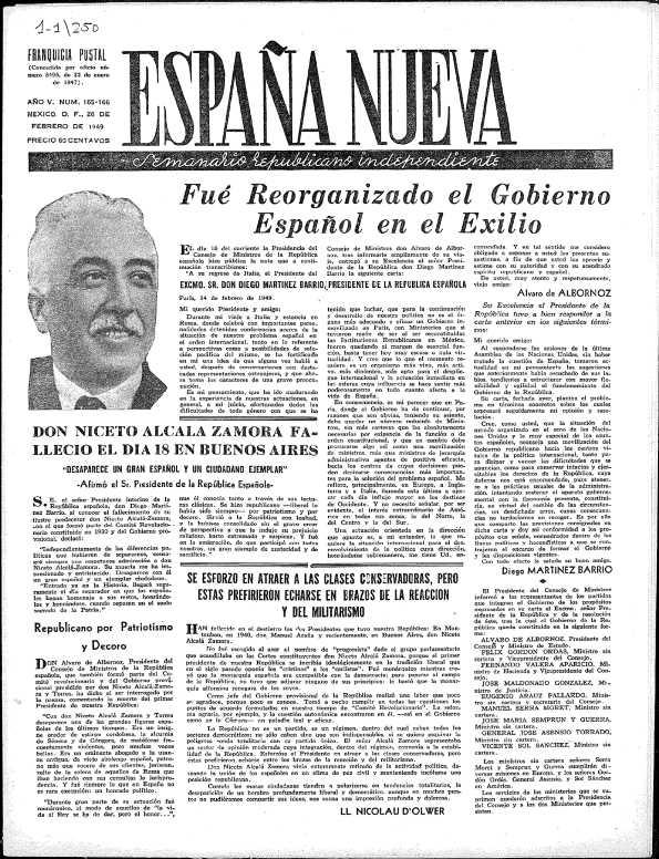 España Nueva : Semanario Republicano Independiente. Núm. 165-166, 26 de febrero de 1949 | Biblioteca Virtual Miguel de Cervantes