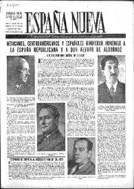 Portada:España Nueva : Semanario Republicano Independiente. Núm. 189-190, 20 de agosto de 1949