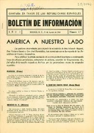 Portada:Boletín de Información. Campaña en favor de los republicanos españoles. Núm. 5, 31 de agosto de 1941