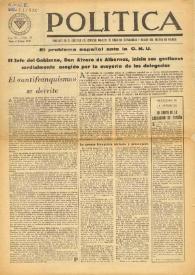 Política : portavoz en el exterior del Consejo Nacional de IR y órgano del Partido en Francia. Núm. 29, 4 de octubre de 1947 | Biblioteca Virtual Miguel de Cervantes