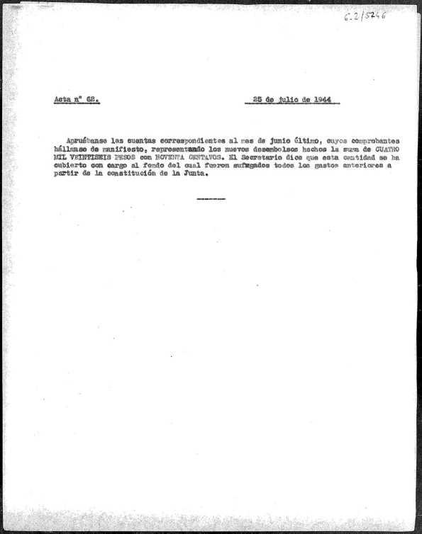 Acta 62. 25 de julio de 1944 | Biblioteca Virtual Miguel de Cervantes