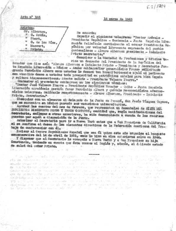 Acta 105. 16 de marzo de 1945 | Biblioteca Virtual Miguel de Cervantes