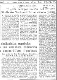 La reorganización del Sindicato Nacional Universitario (SEU) / José Barreiro | Biblioteca Virtual Miguel de Cervantes