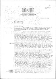Portada:Carta de Eugenio Xammar a Carlos Esplá. San Juan, Isla Verde, 28 de septiembre de 1958