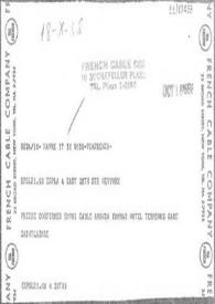 Portada:Telegrama de la Western Union International Communications, 14 de octubre de 1958