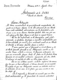 Portada:Carta de Juan Zarzuela a los Señores Delegados de la Junta de Auxilio de la Delegación de la J.A.R.E. México, 5 de agosto de 1942