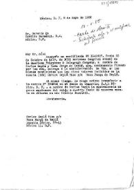 Portada:Carta fechada el 8 de mayo de 1958 de Carlos Esplá y Rosa Fargá de Esplá al Sr. Gerente de Crédito Bursátil, S.A. de México, D.F.