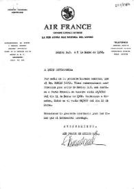 Portada:Notificación de \"Air France de México\" para Carlos Esplá. México, 8 de marzo de 1962