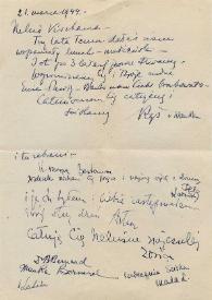 Portada:Carta dirigida a Aniela Rubinstein, 21-03-1944
