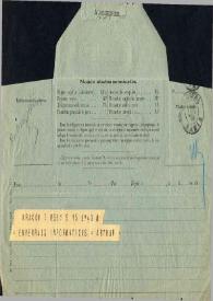 Portada:Telegrama dirigido a G. Astruc. Cracovia (Polonia), 15-11-1909