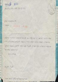 Portada:Telegrama dirigido a Janina Raue. Tel Aviv (Israel), 16-04-1964