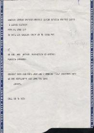 Portada:Telegrama dirigido a Aniela y Arthur Rubinstein. Los Angeles, California (Estados Unidos), 15-12-1971
