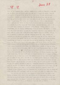 Portada:Carta dirigida a Aniela y Arthur Rubinstein. Long Island, Nueva York (Estados Unidos), 28-06-1974