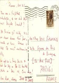 Portada:Postal dirigida a Aniela y Arthur Rubinstein. Florencia (Italia), 25-11-1958
