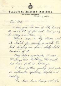 Portada:Carta dirigida a Arthur Rubinstein. Los Angeles, California (Estados Unidos), 24-02-1944