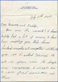 Portada:Carta dirigida a Aniela y Arthur Rubinstein. Los Angeles, California (Estados Unidos), 13-07-1944