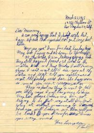 Portada:Carta dirigida a Aniela Rubinstein. Los Angeles, California (Estados Unidos), 27-03-1945