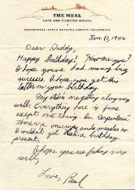 Portada:Carta dirigida a Arthur Rubinstein. Carpinteria, California (Estados Unidos), 13-01-1946