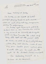 Portada:Carta dirigida a Aniela y Arthur Rubinstein. Indian Valley, California (Estados Unidos), 27-03-1946