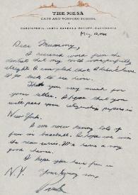 Portada:Carta dirigida a Aniela Rubinstein. Carpinteria, California (Estados Unidos), 12-05-1946