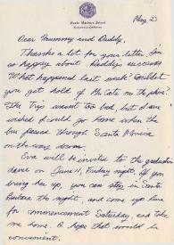 Portada:Carta dirigida a Aniela y Arthur Rubinstein. Carpinteria, California (Estados Unidos), 23-05-1948