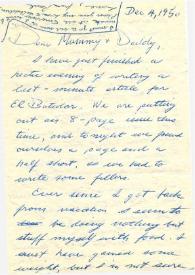 Portada:Carta dirigida a Aniela y Arthur Rubinstein. Carpinteria, California (Estados Unidos), 04-12-1950