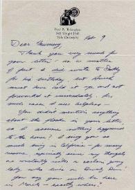 Portada:Carta dirigida a Aniela Rubinstein. New Haven, Connecticut (Estados Unidos), 09-02-1952