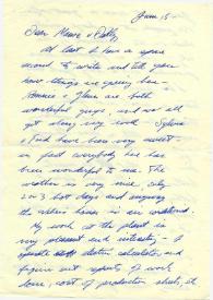 Portada:Carta dirigida a Aniela y Arthur Rubinstein. Filadelfia (Pensilvania), 15-06-1953