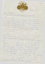 Portada:Carta dirigida a Aniela y Arthur Rubinstein. Fort Ord, California (Estados Unidos), 08-02-1958