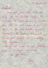 Portada:Carta dirigida a Arthur Rubinstein. Fort Lewis, Washington (Estados Unidos), 23-12-1958