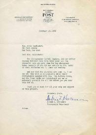 Portada:Carta dirigida a Aniela Rubinstein. Filadelfia (Pensilvania), 16-02-1962