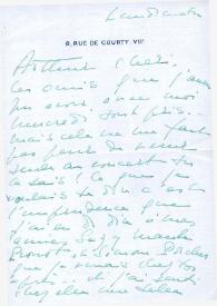 Portada:Carta dirigida a Arthur Rubinstein. París (Francia)
