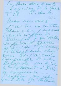 Portada:Carta dirigida a Aniela y Arthur Rubinstein. Paimpol, 26-07-1958